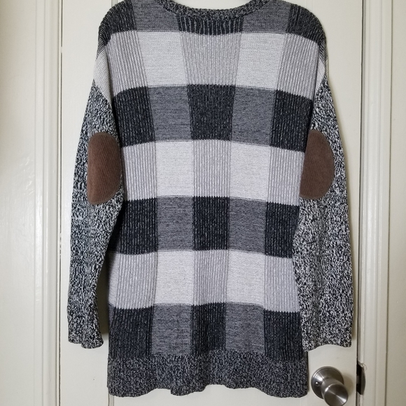 BDG gray buffalo plaid elbow patch long sleeve sweater tunic - Picture 8 of 11